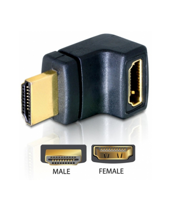 Adapter Delock HDMI- HDMI M/F kątowy prawy czarny