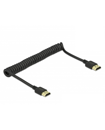 Kabel HDMI 2.0 Delock M/M spirala czarny 0,4m - 1,5m