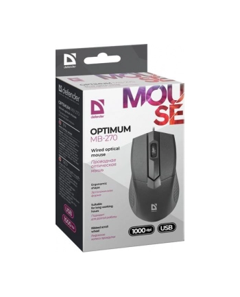 Mysz przewodowa Defender OPTIMUM MB-270 OPTICAL 1000dpi 3P czarna