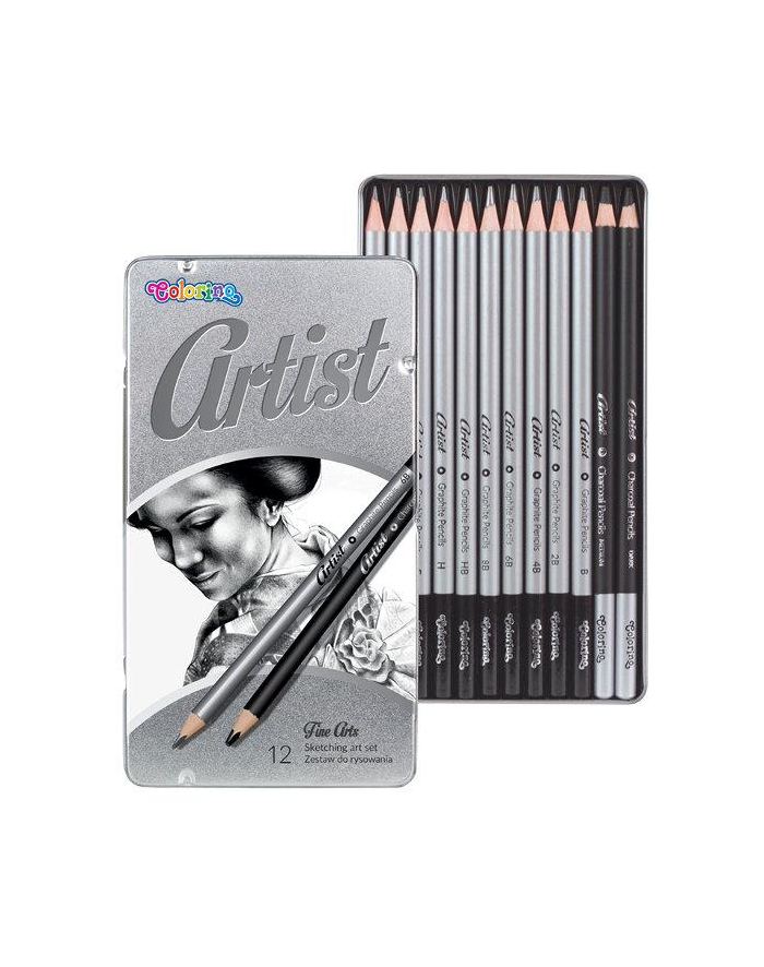 patio Zestaw do rysowania ARTIST 12 sztuk Metalowe pudełko Colorino Kids główny