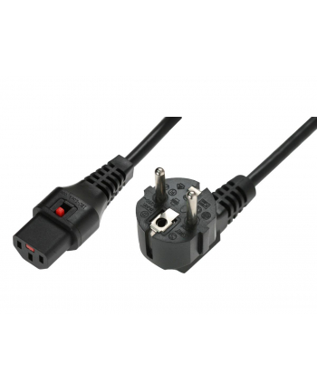digitus Kabel połączeniowy zasilający blokada IEC LOCK 3x1mm2 Schuko kątowy/C13 prosty M/Ż 3m czarny nr 1