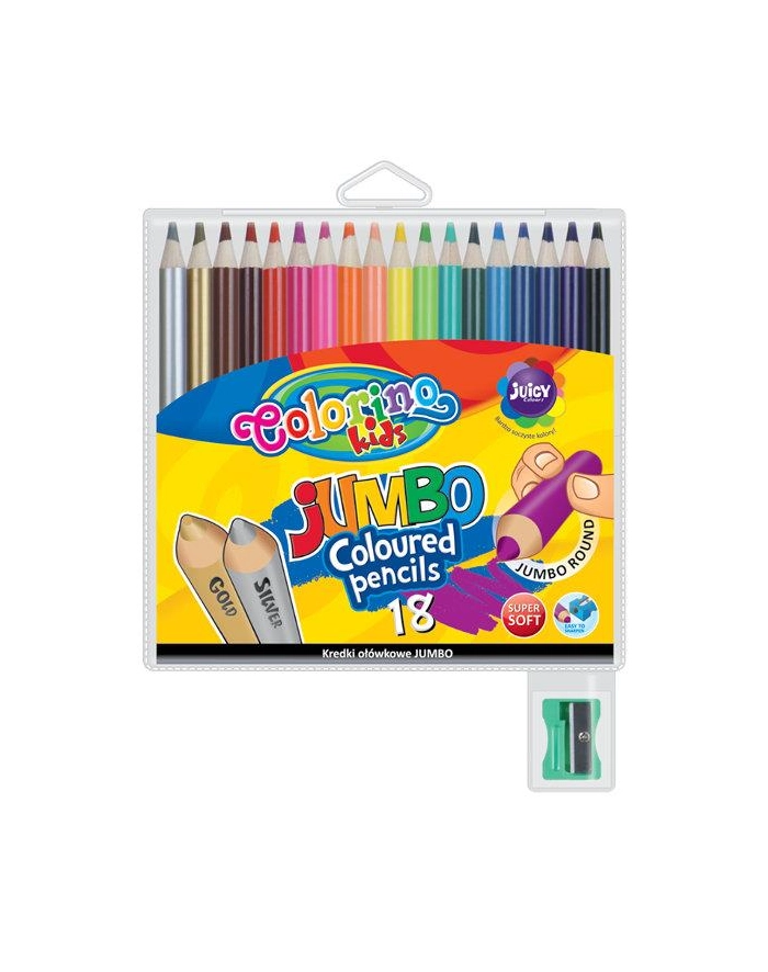 patio Kredki ołówkowe okrągłe Jumbo 18 kol + tem. Colorino Kids główny