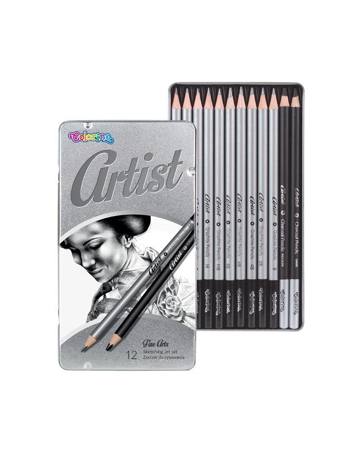 patio Zestaw do rysowania ARTIST 12 sztuk Metalowe pudełko Colorino Kids główny