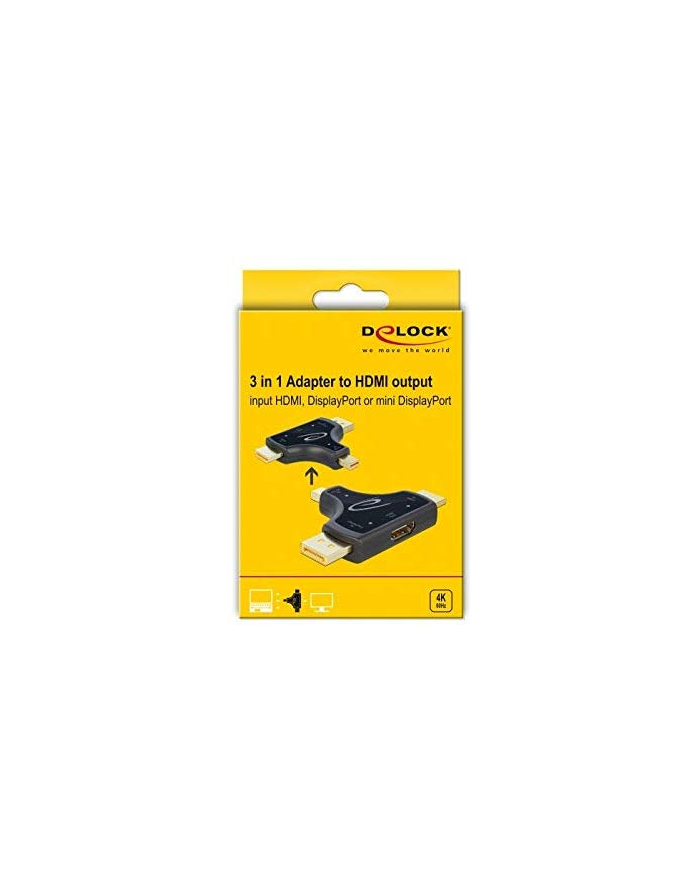 DeLOCK 3in1 Monitor Adapter HDMI / DisplayPort / Mini DisplayPort> HDMI (anthracite) główny
