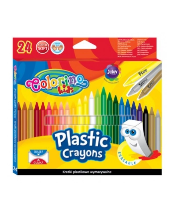 patio Kredki świecowe okrągłe plastikowe wymazywalne z gumką 24 kol. Colorino Kids 92029 nr 1