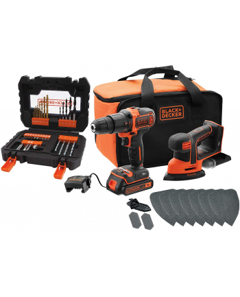 black+decker BLACK DECKER + 18V Combo Kit BCK23S1SA41: Cordless Hammer + Cordless Mouse (black / orange, Li-ion battery 1.5 Ah, 41-piece accessory set.)