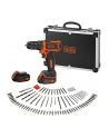 black+decker BLACK + DECKER Cordless Drill BDCDD12BAFC, 10,8Volt (black / orange, suitcases, 2x Li-Ion battery 1.5Ah, 100-piece accessory kit) - nr 1