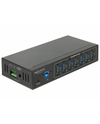 DeLOCK External Industrial Hub 7 x USB 3.0 Type-A USB hub (Black, with 15 kV ESD protection)