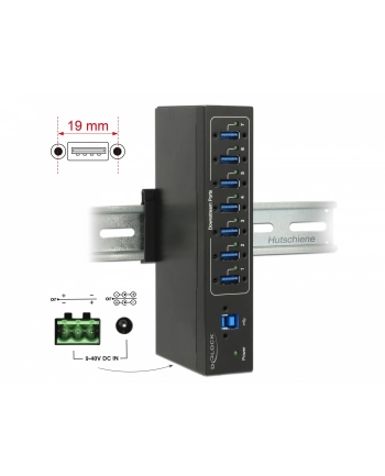 DeLOCK External Industrial Hub 7 x USB 3.0 Type-A USB hub (Black, with 15 kV ESD protection) nr 1