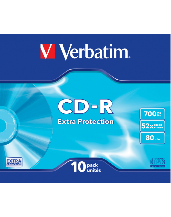 Płytki CD-R VERBATIM 52x 700MB 10P SL DLP             43415 główny