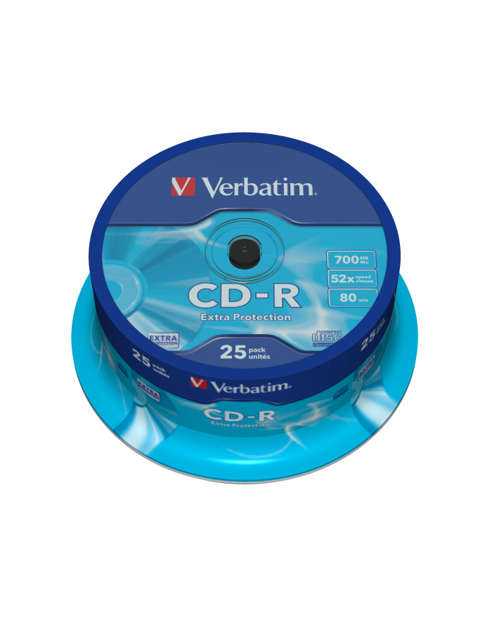 Płytki VERBATIM CD-R 52x 700MB 25P CB DL Ex Prot 43432 główny