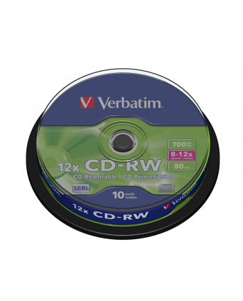 Płytki CD-RW Verbatim 43480 700MB/80min 12x CAKE / 10 sztuk