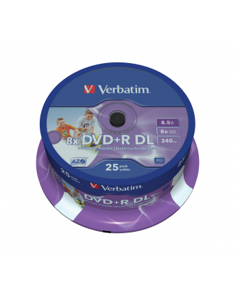 Płytki DVD+R VERBATIM 8x DL 8.5G Cake Box 25 szt. PRINTABLE DoubleLayer 43667