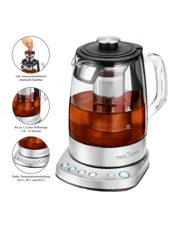 Proficook 2 in 1 - tea kettle PC-WKS 1167 G WIFI (stainless steel / black, 1.5 liters) główny