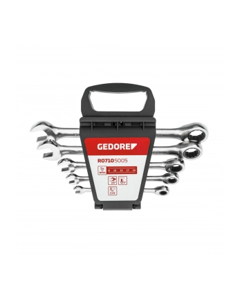Gedore Red ring ratchet open ended spanner set, 5 pieces, spanner (chrome, SW 8 - 19mm) nr 1