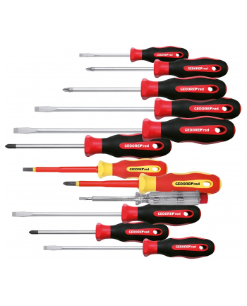 Gedore Red 2K Screwdriver set XXL, 12 parts (red / black, incl. Phase tester)