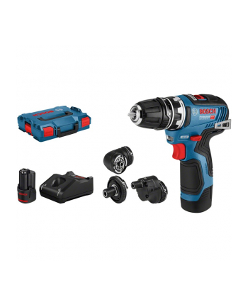 bosch powertools Bosch cordless drill GSR 12V-35 FC Professional, 12V (blue / black, 2x Li-ion battery pack 3.0Ah, with FlexiClick essays, L-BOXX)