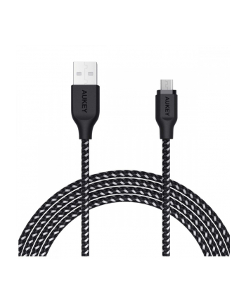 aukey CB-AM1 Black ultraszybki kabel nylonowy Quick Charge micro USB-USB | 1.2m | 5A | 480 Mbps