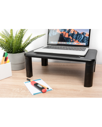digitus Podstawka pod monitor regulowana z drewnianym blatem do 10kg Czarna