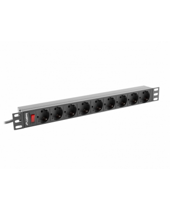 lanberg Listwa zasilająca Rack PDU 19 cali 1U 16A 9xSchuko 3m Czarna