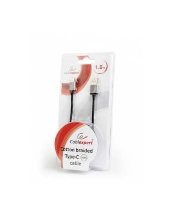 gembird Kabel Micro Typ-C oplot tekstylny/1.8m/czarny