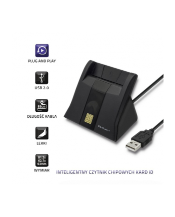 qoltec Inteligentny czytnik chipowych kart ID | USB 2.0 | Plug&play