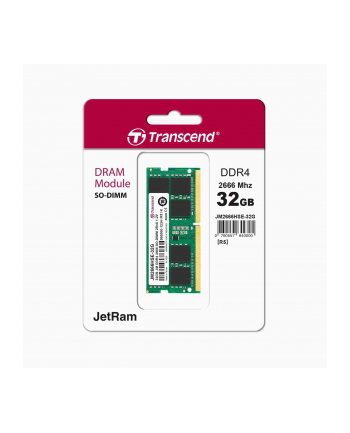 TRANSCEND 32GB JM DDR4 2666Mhz SO-DIMM 2Rx8 2Gx8 CL19 1.2V