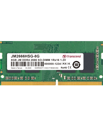 TRANSCEND 8GB JM DDR4 2666Mhz SO-DIMM 1Rx16 1Gx16 CL19 1.2V