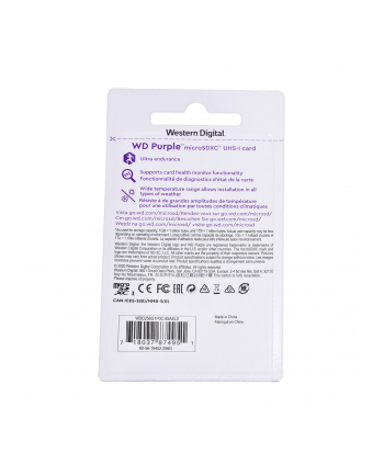 western digital WD Purple 256GB Surveillance microSD XC Class - 10 UHS 1