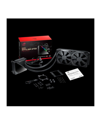 ASUS ROG Ryujin 240 all-in-one liquid CPU cooler with color OLED Aura Sync RGB and Noctua iPPC 2000 PWM 120mm radiator fan