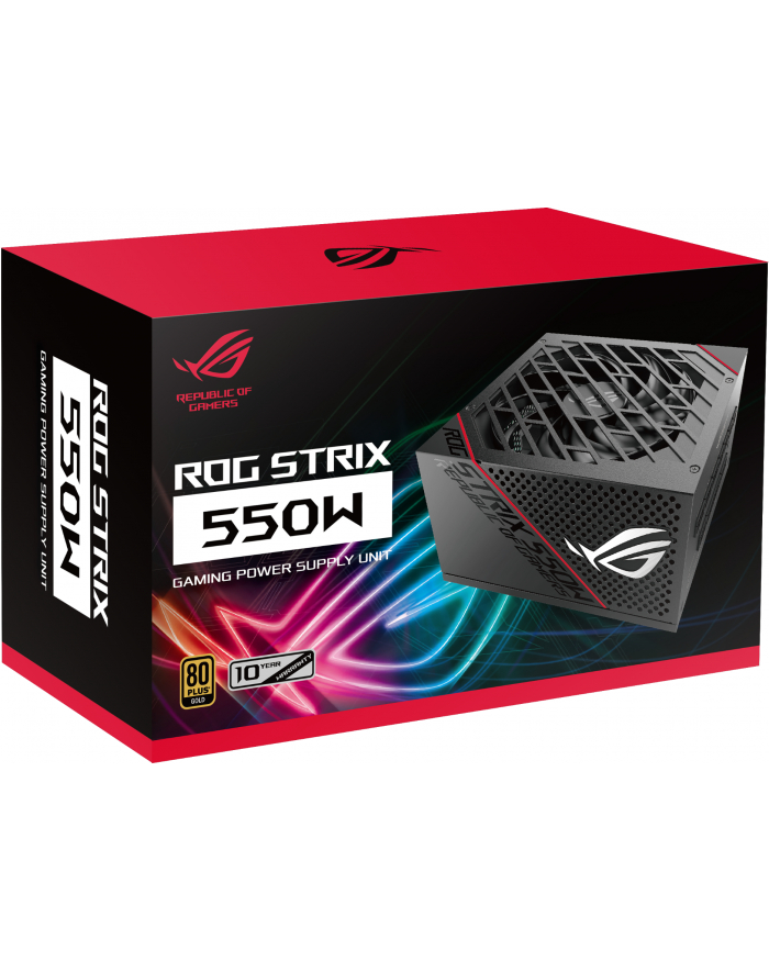 ASUS ROG -STRIX-550G The ASUS ROG Strix 550W Gold PSU brings premium cooling performance to the mainstream. główny