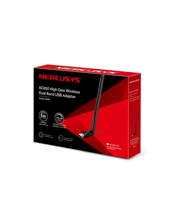 TP-LINK MU6H Mercusys AC650 High Gain WiFi Dual Band USB Adapter USB 2.0 External antena 5dBi (P) główny