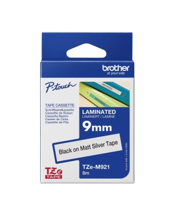 BROTHER P-Touch TZE-M921 black on silver-matte 9mm 8m nr 1