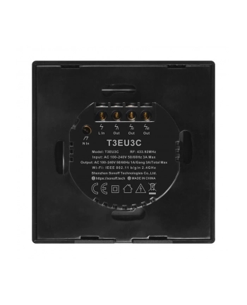 SONOFF T3EU3C-TX TRZYKANAŁOWY PRZEŁĄCZNIK WIFI +RF