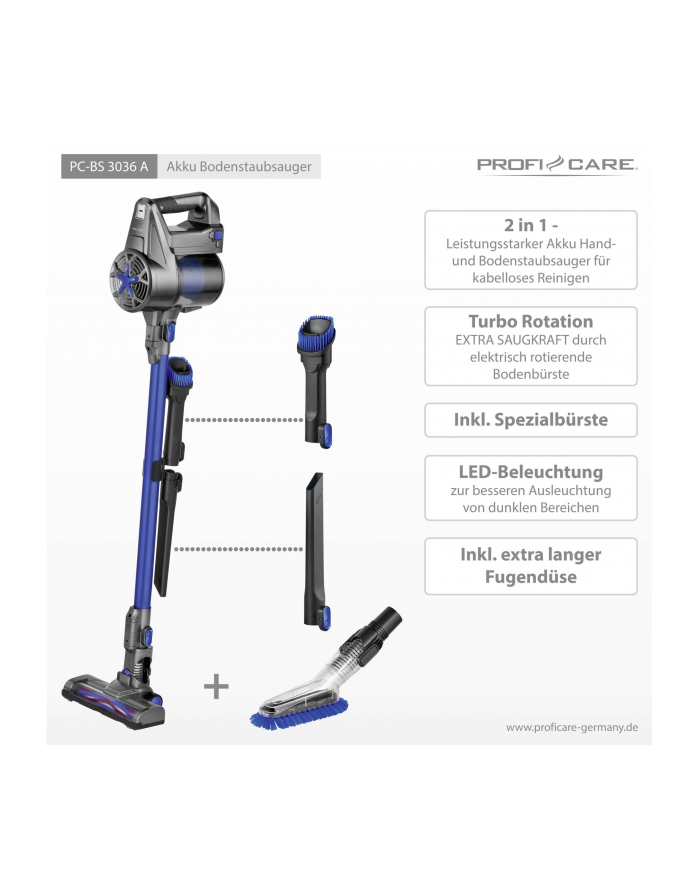 proficare Professional Care PC BS 3036 A, upright vacuum cleaner (grey / blue, 2-in-1 device) główny