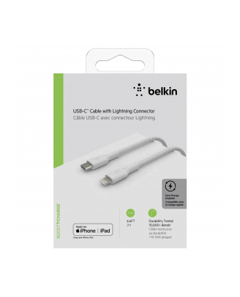 belkin Kabel Braided USB-C Lightning 2m biały