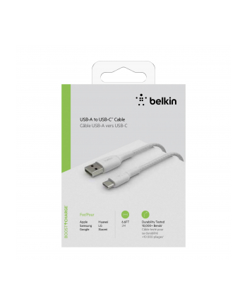 belkin Kabel Braided USB-C USB-A 2m biały