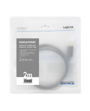 logilink Kabel DisplayPort 1.2 do HDMI 1.4, 2m Czarny