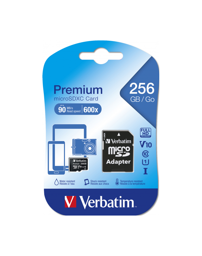 verbatim Micro SDXC 256GB class 10 UHS-1 + Adapter SD główny