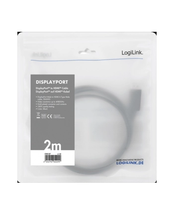 logilink Kabel DisplayPort 1.2 do HDMI 1.4, 2m Czarny nr 1