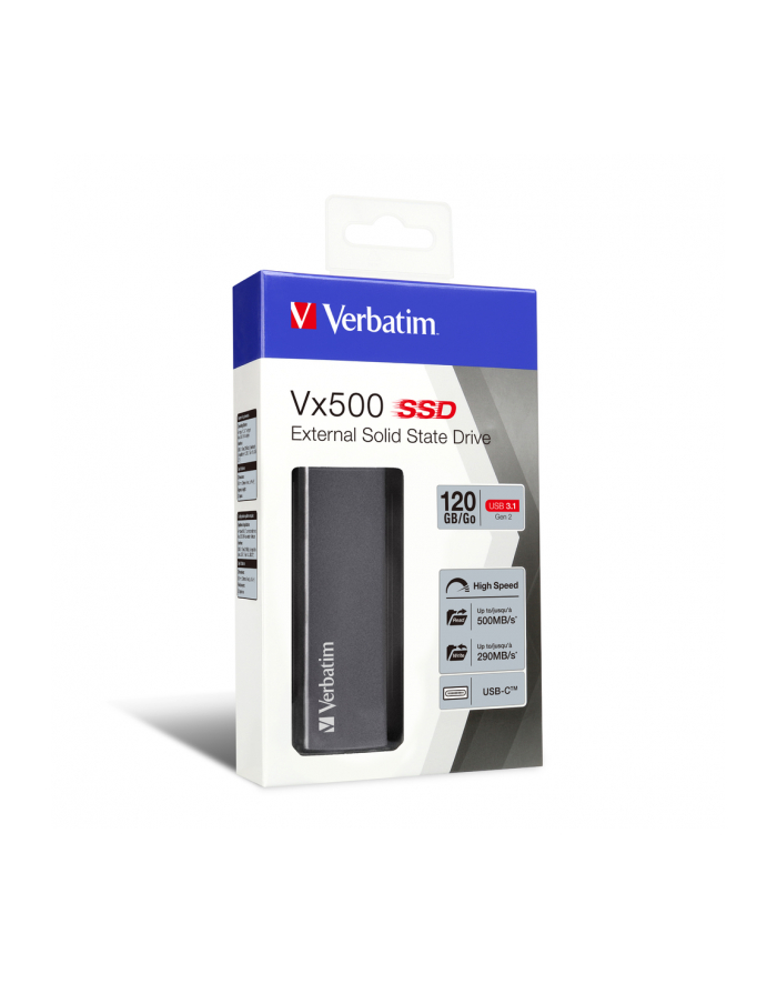 verbatim Dysk zewnętrzny VX500 SSD 120GB USB-C 3.1 Szary główny