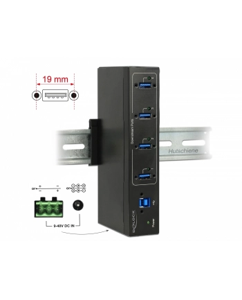 DeLOCK external industrial hub 4 x USB 3.0 Type-A, USB hub (black) nr 1