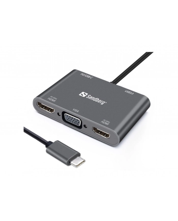 SANDBERG USB-C Dock 2xHDMI+1xVGA+USB+PD nr 1