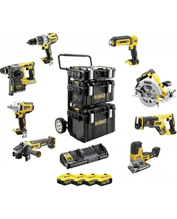 DeWalt battery pack Kombo DCK856P4, 18 Volt, Hammer (yellow / black, 8 Cordless, 4x Li-ion battery pack XR 5.0 Ah, trolley Carrier DS)