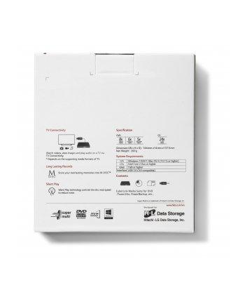 hitachi-lg HLDS GP60NW60 DVD-Writer ultra slim external USB 2.0 white