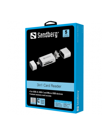 SANDBERG Card Reader USB-C+USB+MicroUSB