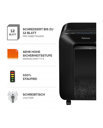 fellowes Niszczarka LX201 czarna P-5 ścinki 2x12mm nr 2