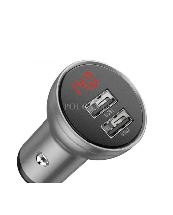 BASEUS ŁADOWARKA SAMOCHODOWA CCBX-0S Z WYŚWIETLACZEM  2X USB  4 8A  24W SREBRNA nr 2