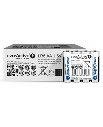 EVERACTIVE BATERIE ALKALICZNE PRO ALKALINE AA  LR6  SHRINK 4 SZT  1250 MAH  WYSOKA WYDAJNOŚĆ  LR6PRO4T