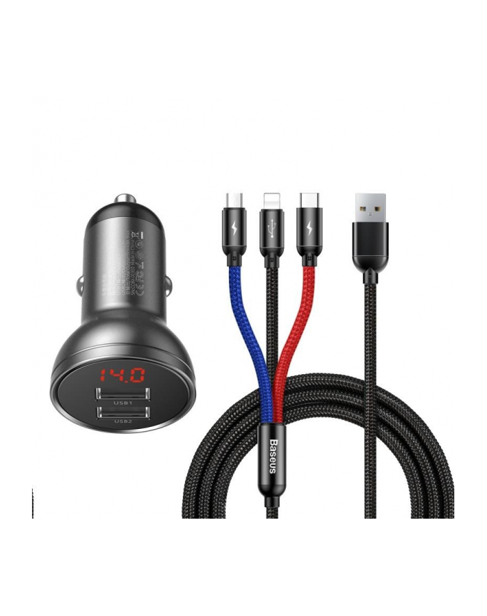 BASEUS ŁADOWARKA SAMOCHODOWA 24 W + KABEL USB 3W1 TZCCBX-0G główny